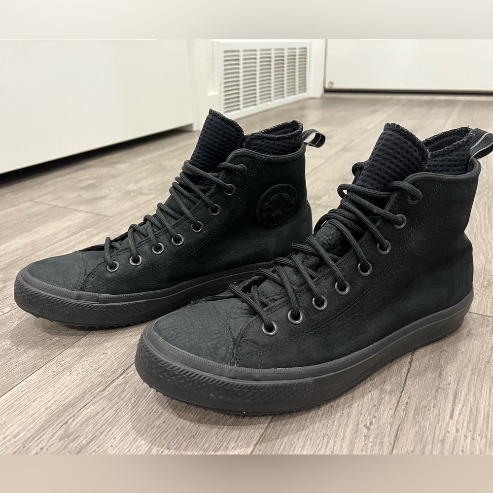 Black Leather Converse high tops